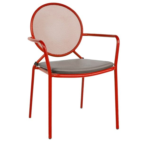 Neo 100211e Medallion Round Metal, Red Metal Dining Chairs