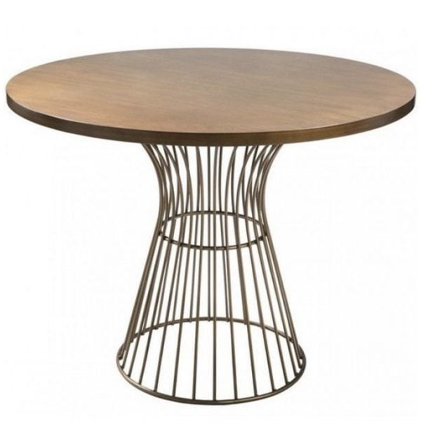 Pedestal Wooden Table Wrought Iron Base, Round Dining Table With Iron Base