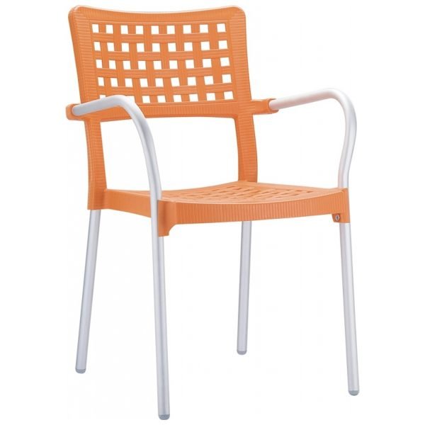 Perforated Plastic Outdoor Chair, Stackable Resin Patio Chairs