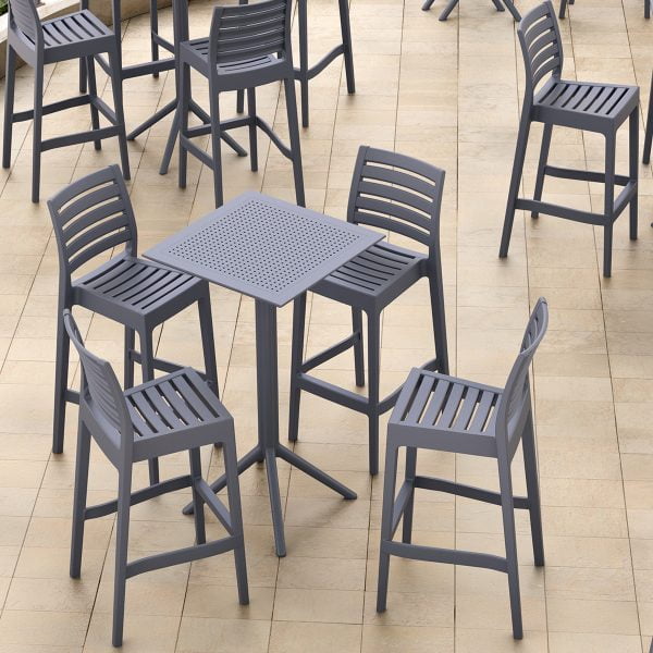 Stackable Plastic Garden Bar Stool, Outdoor Director Bar Stools And Table
