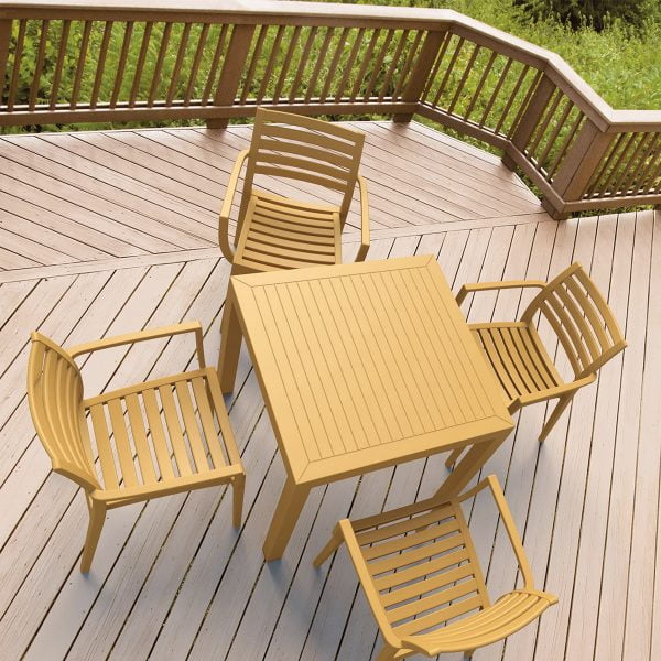 Garden Patio Square Plastic Table, Plastic Garden Table And Chairs