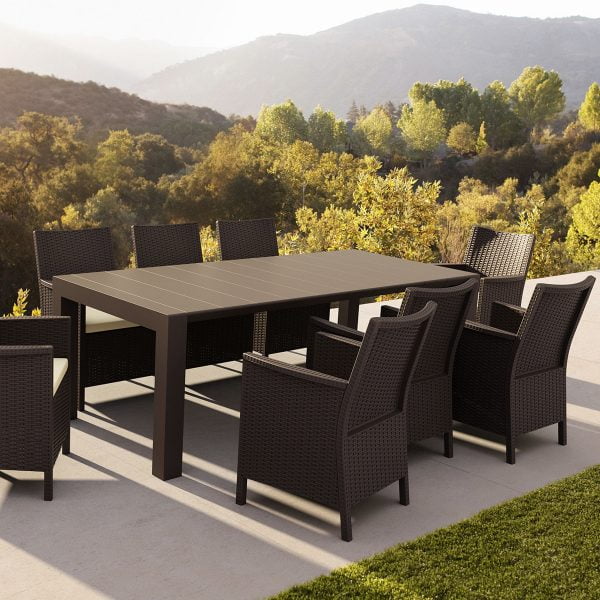 Plastic Extendable Rectangular Table, Extendable Outdoor Dining Table For 6