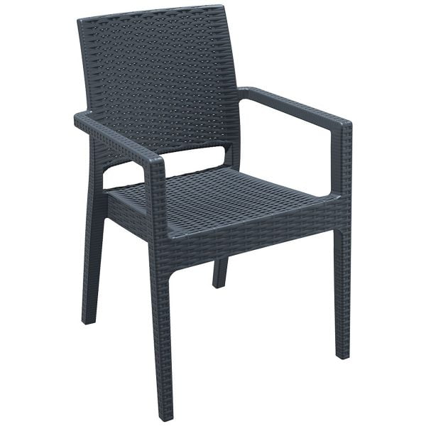 Resin Wickerlook Outdoor Armchair, Black Plastic Rattan Effect Garden Furniture