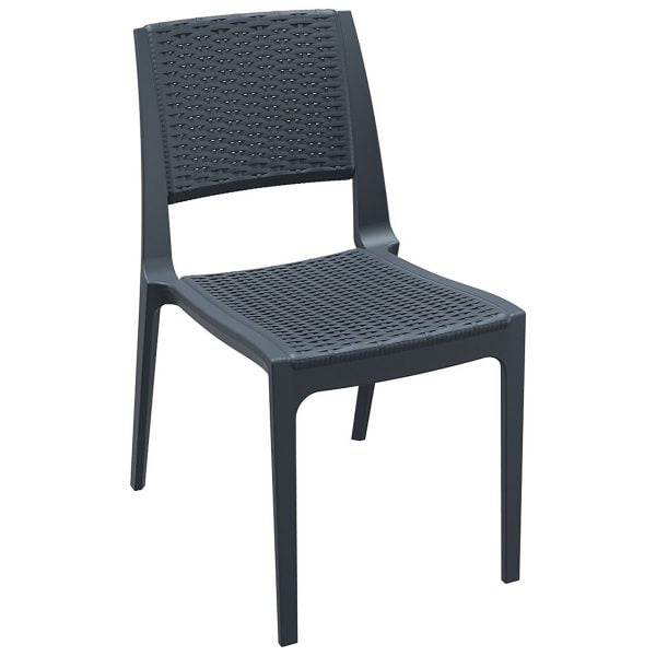 Resin Wickerlook Garden Patio Dining Chair Stylish Durable Stackable - Plastic Black Patio Dining Chair