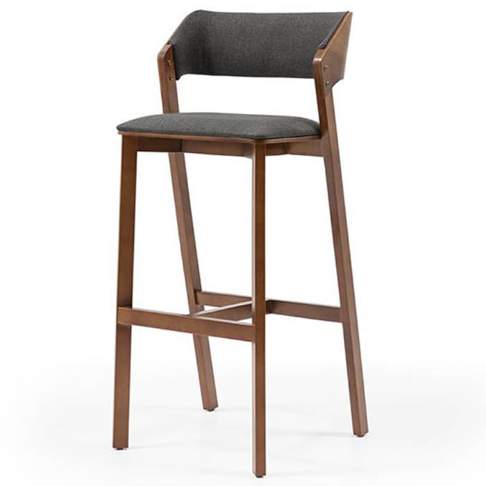 Minimalist Modern Wooden Bar Chair, High Back Wooden Bar Stools