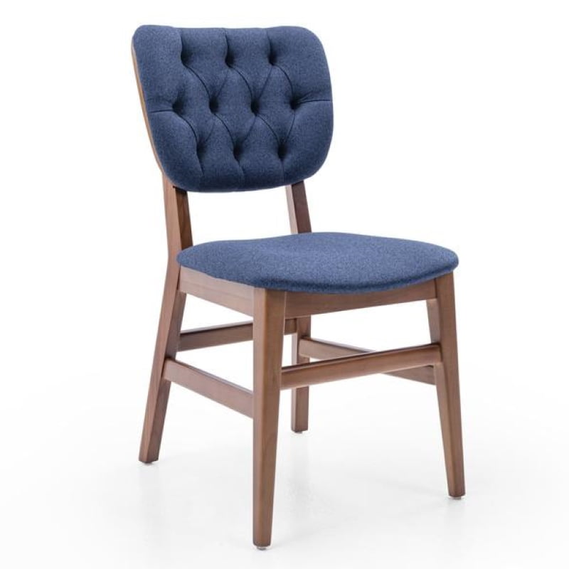 On Tufted Cafe Chair Wooden Legs, Cafe Style Wooden Chairs