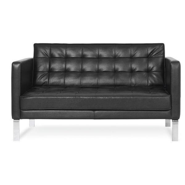 Modern Tufted Small Waiting Room Sofa, Modern Tufted Leather Sofa